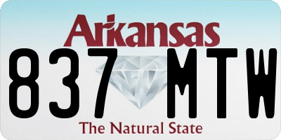 AR license plate 837MTW