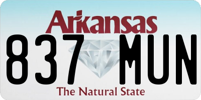 AR license plate 837MUN