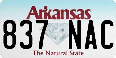 AR license plate 837NAC