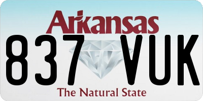 AR license plate 837VUK