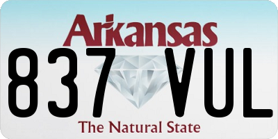 AR license plate 837VUL