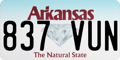 AR license plate 837VUN