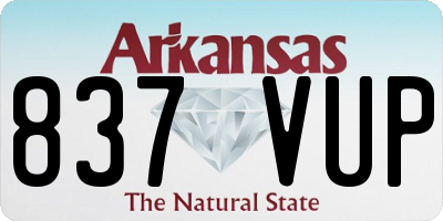 AR license plate 837VUP