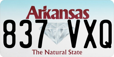 AR license plate 837VXQ