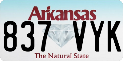 AR license plate 837VYK