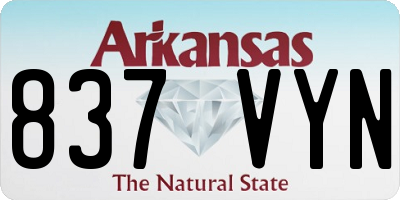 AR license plate 837VYN