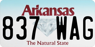 AR license plate 837WAG
