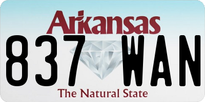 AR license plate 837WAN