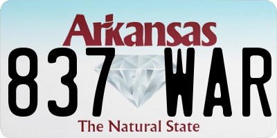 AR license plate 837WAR