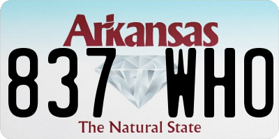 AR license plate 837WHO
