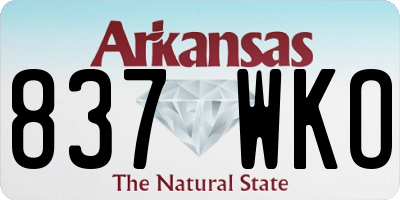 AR license plate 837WKO