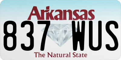 AR license plate 837WUS