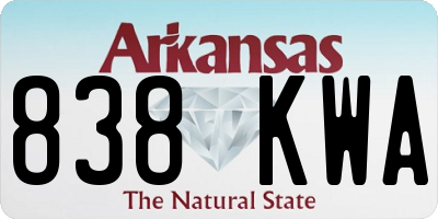 AR license plate 838KWA