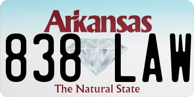 AR license plate 838LAW