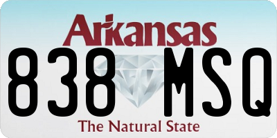 AR license plate 838MSQ