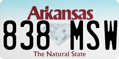 AR license plate 838MSW