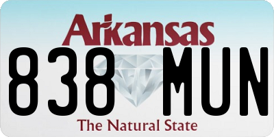 AR license plate 838MUN
