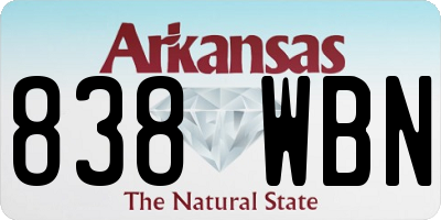 AR license plate 838WBN
