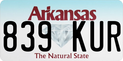 AR license plate 839KUR