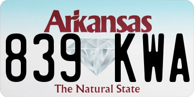 AR license plate 839KWA