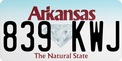 AR license plate 839KWJ