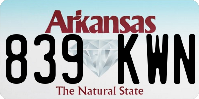 AR license plate 839KWN