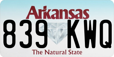 AR license plate 839KWQ