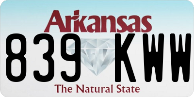 AR license plate 839KWW