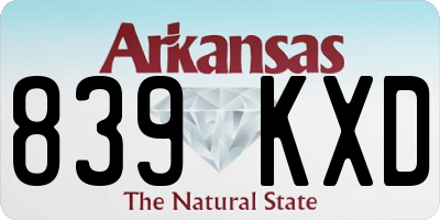 AR license plate 839KXD