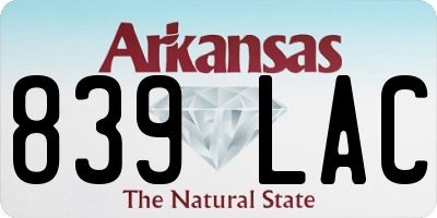 AR license plate 839LAC