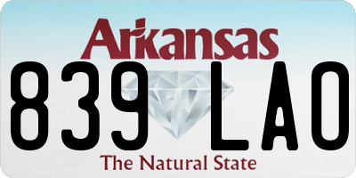 AR license plate 839LAO