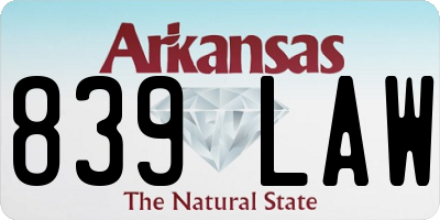 AR license plate 839LAW