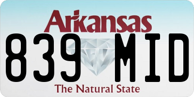 AR license plate 839MID