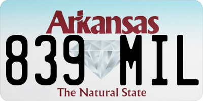 AR license plate 839MIL