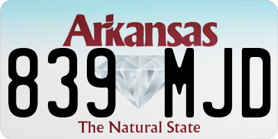 AR license plate 839MJD