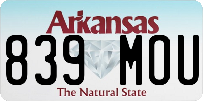 AR license plate 839MOU