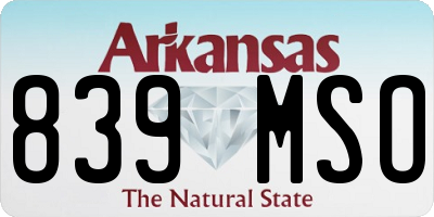AR license plate 839MSO