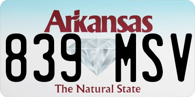 AR license plate 839MSV