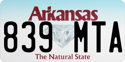 AR license plate 839MTA