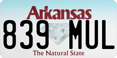AR license plate 839MUL