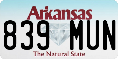 AR license plate 839MUN