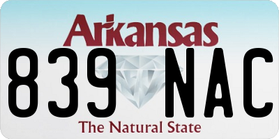 AR license plate 839NAC