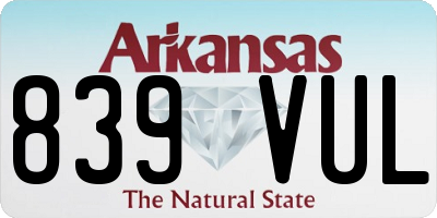 AR license plate 839VUL