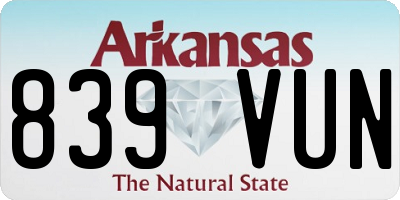 AR license plate 839VUN
