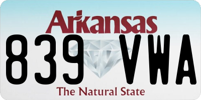 AR license plate 839VWA