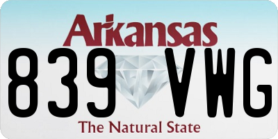 AR license plate 839VWG
