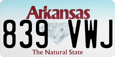 AR license plate 839VWJ