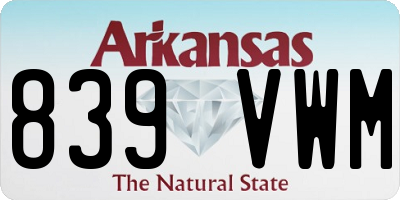 AR license plate 839VWM