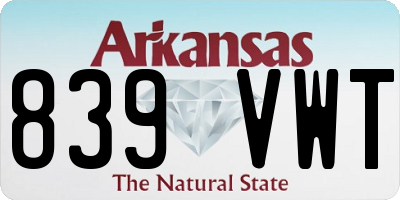 AR license plate 839VWT