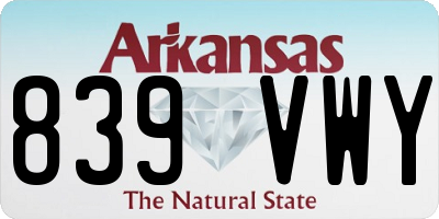 AR license plate 839VWY